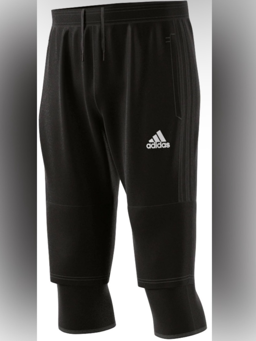 adidas Black Three-Quarter Training Pants with Knit Leggings